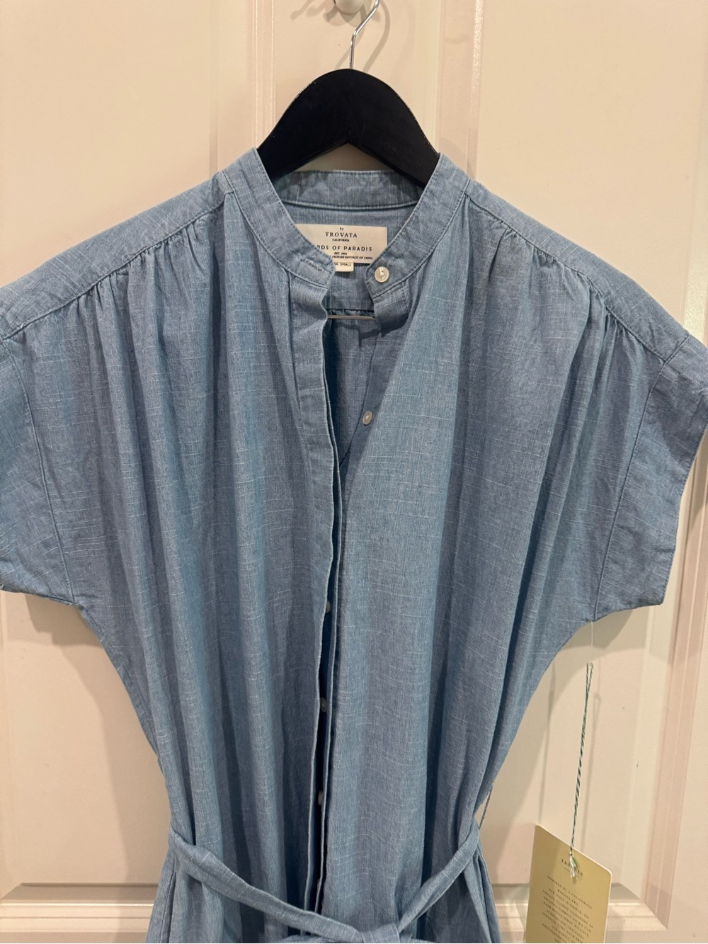 BNWT TROVATA Chambray Astrid Easy Blue Button-Front Shirt dress size XS.S $258 - Picture 4 of 9